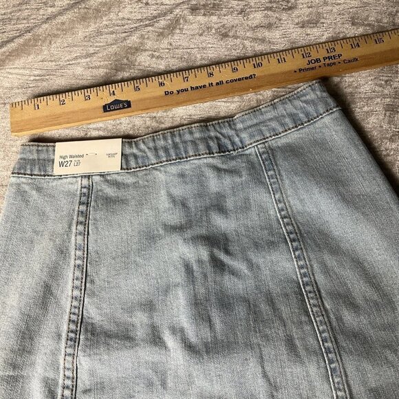 Topshop Moto Women's Light Blue Button Front Denim Mini Skirt 27” Petite NWT - Picture 6 of 10